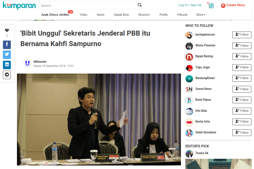 'Bibit Unggul' Sekretaris Jenderal PBB itu Bernama Kahfi Sampurno